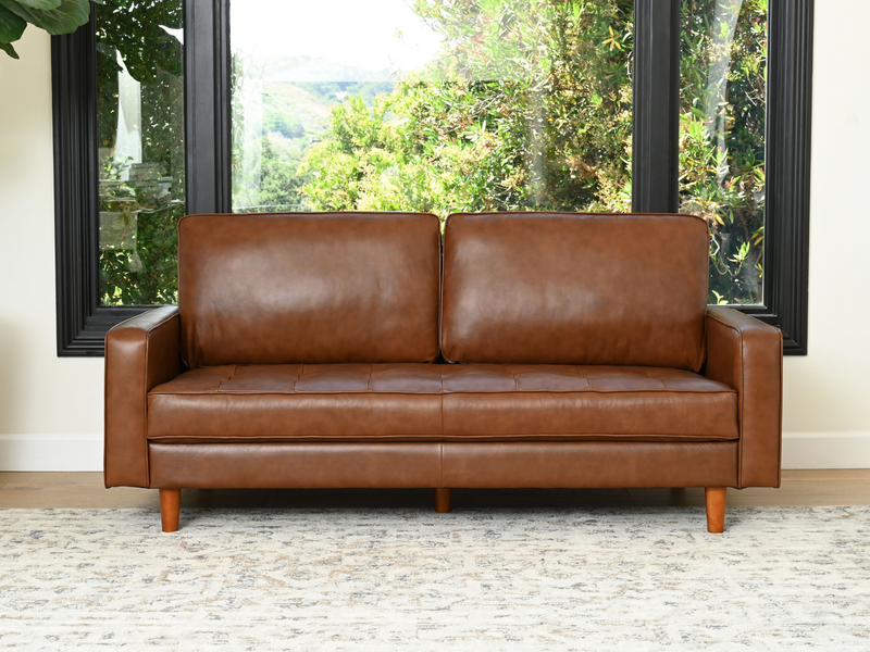 Holloway Mid-Century Leather Sofa and Armchair Set