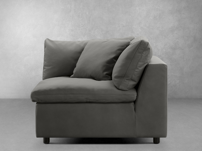 Luxe Gray Nubuck Leather Corner Chair