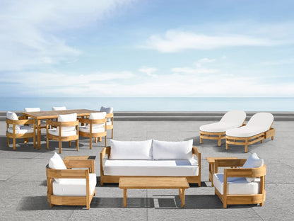 Santino® Outdoor 15-Piece Estate Collection - White Fabric with Teak Frame