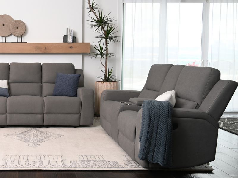 Margaret 2-pc Fabric Manual Reclining Sofa and Loveseat