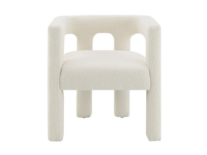 Mandy Bouclé Fabric Dining Chair - Ivory