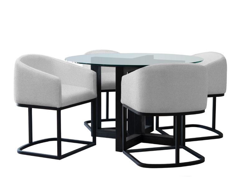 Atlas 5-pc Contemporary Dining Collection with Metal Base Chairs