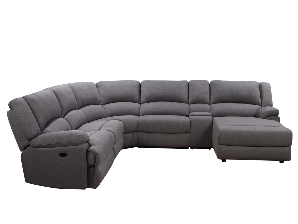 Fletcher Stain Resistant Fabric Reclining 6 pc Sectional Gray