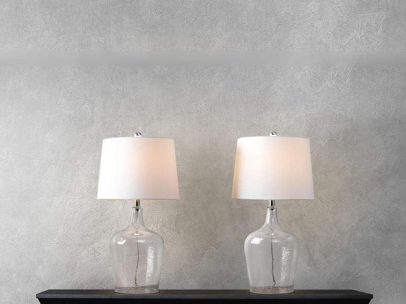 Azure Glass Table Lamp Clear (Set of 2)