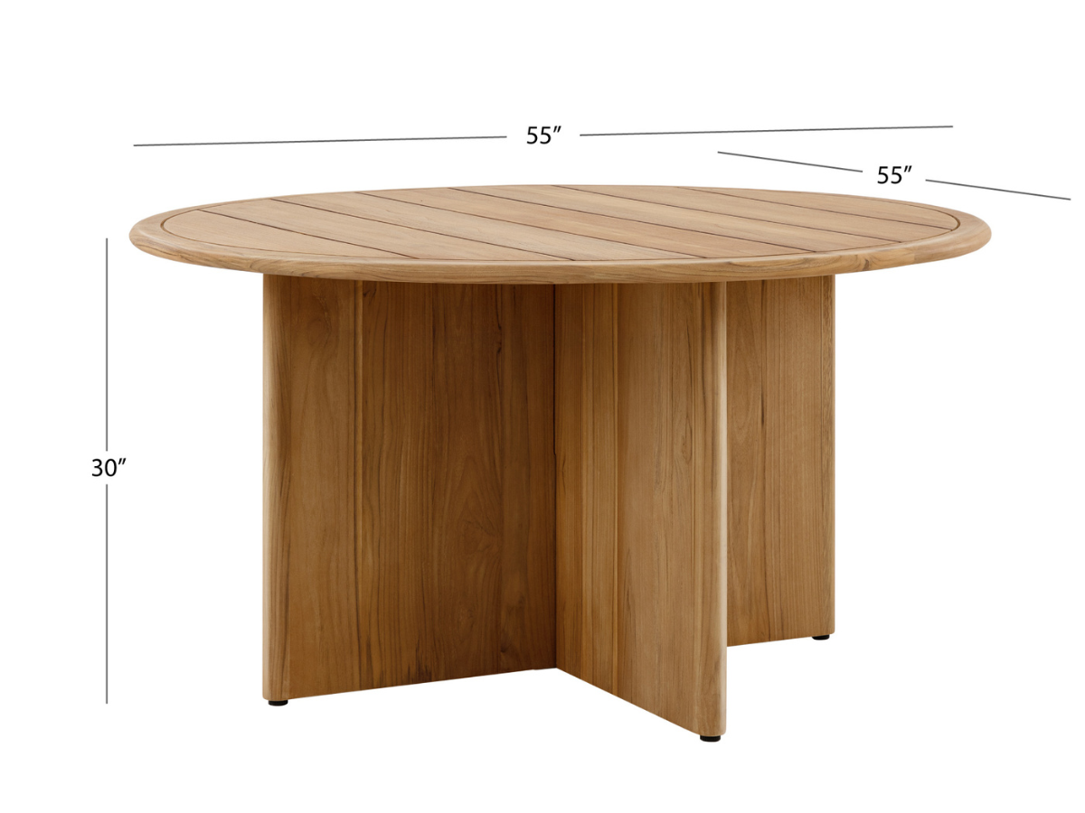 Santino® Outdoor 5-Piece Round Dining Set - Gray Fabric with Teak Frame