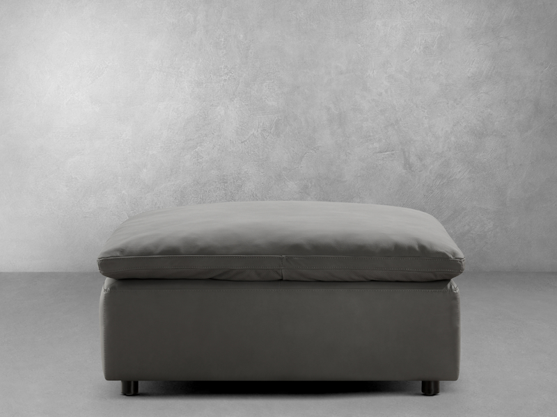 Luxe Gray Nubuck Leather Ottoman