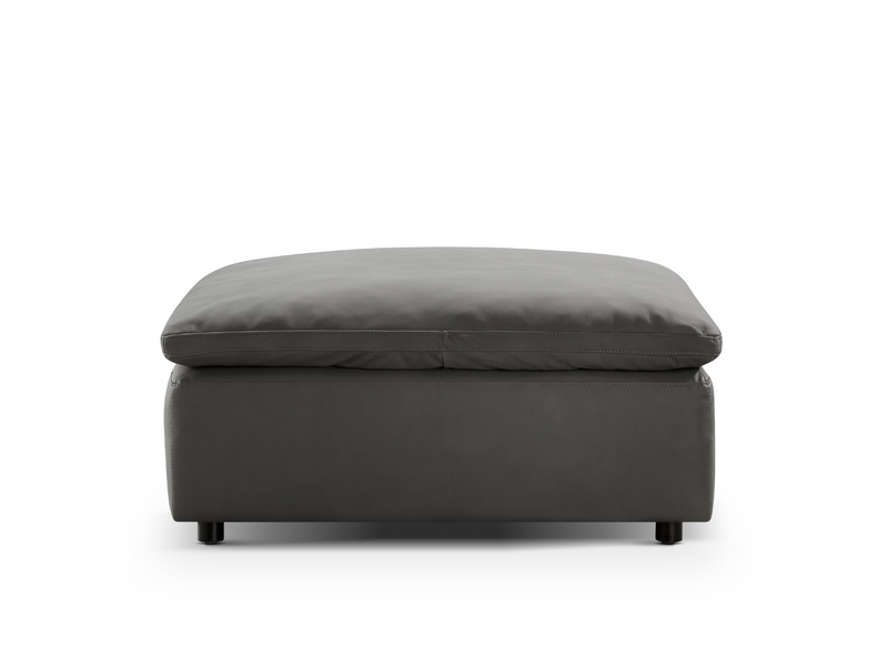 Luxe Gray Nubuck Leather Ottoman