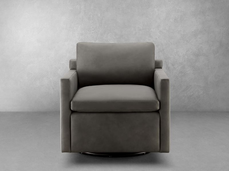 Luxe Gray Nubuck Leather Swivel Chair