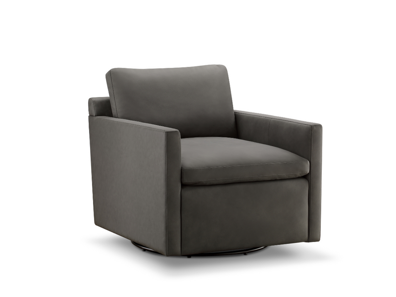 JoJo Fletcher Luxe Gray Nubuck Leather Swivel Chair