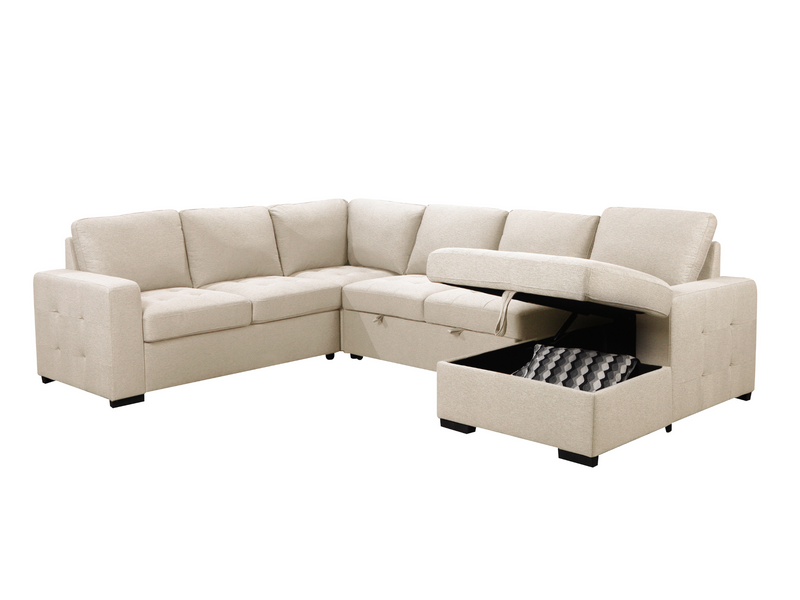 Jameson 6 pc Fabric Storage Sectional with Pullout Bed