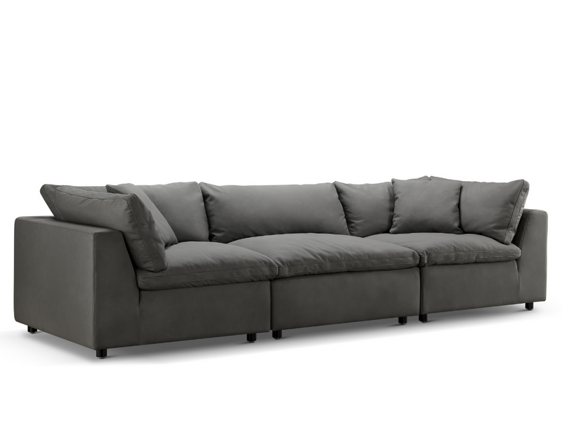 Luxe Gray Nubuck Leather 3-pc Sofa
