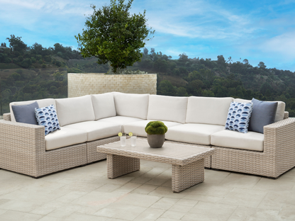 Tianna 7PC Outdoor Wicker Sectional with Sunbrella Fabric Abbyson
