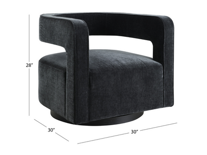 Lunar Stain-Resistant Fabric Swivel Chair - Black