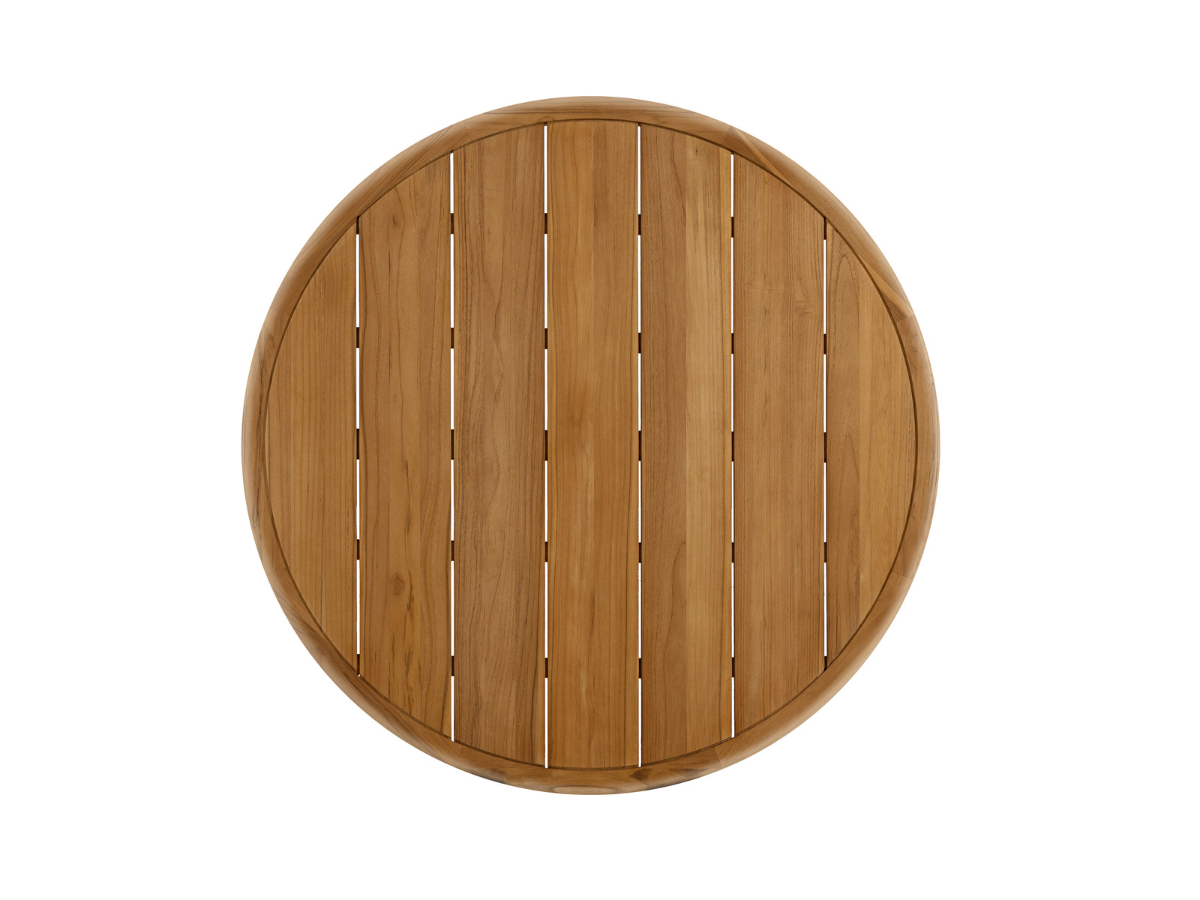 Santino® Outdoor 5-Piece Round Dining Set - Gray Fabric with Teak Frame