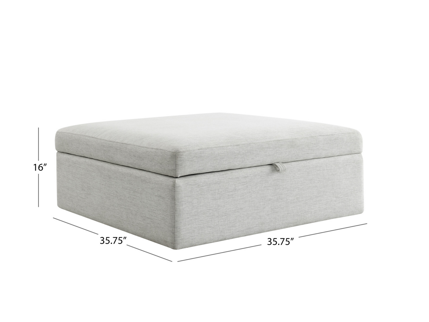 Wren Square Storage Ottoman - Ivory