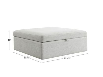 Wren Square Storage Ottoman - Ivory