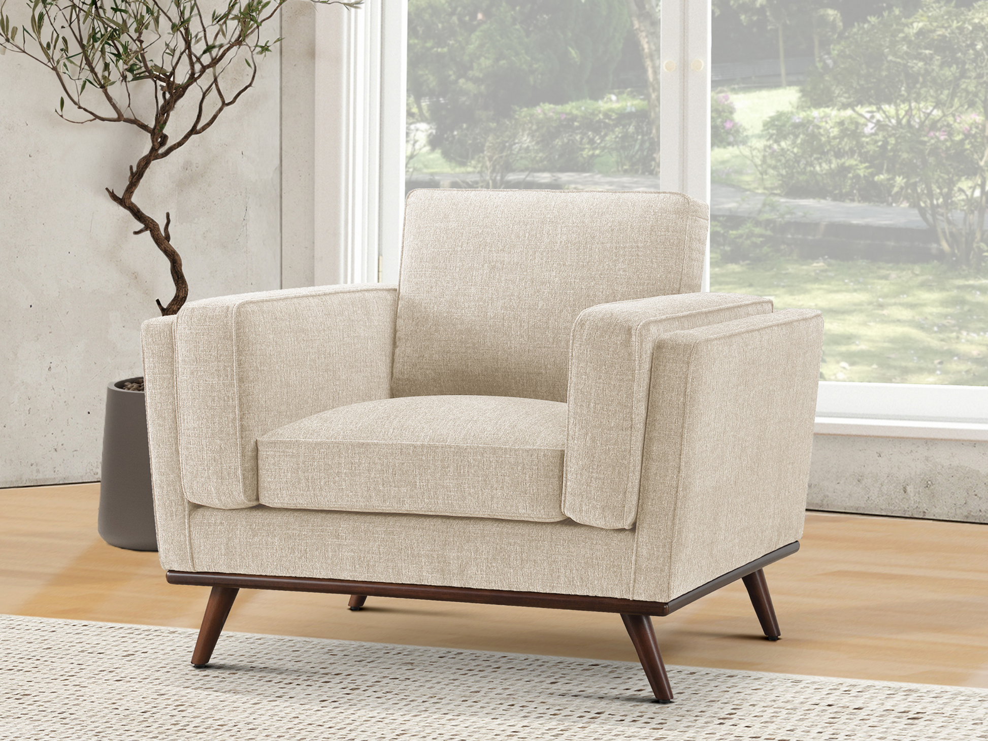 Taverly Fabric Chair Beige – - Main Image