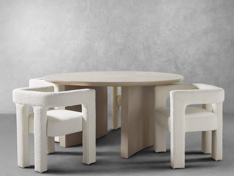 Mandy 5-pc Round Dining Set with Bouclé Chairs