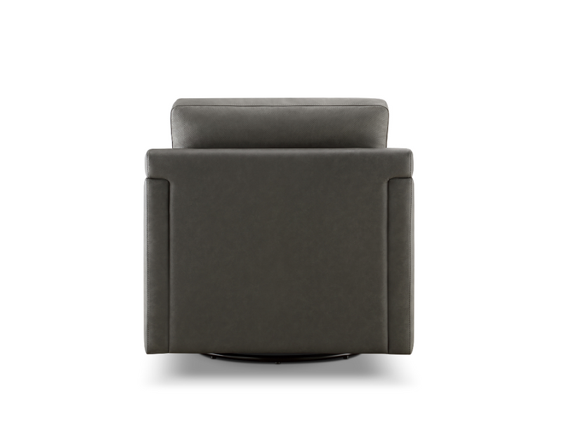 Luxe Gray Nubuck Leather Swivel Chair