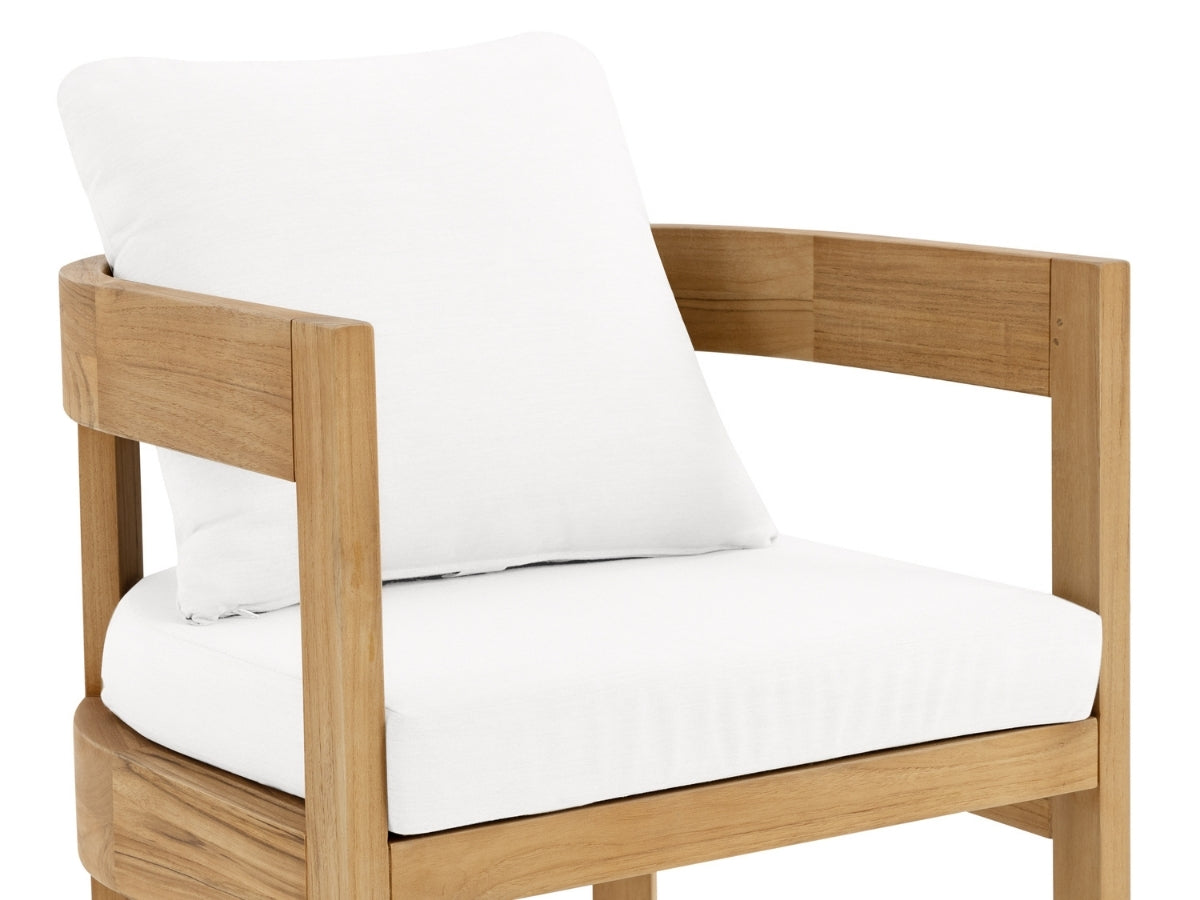 Santino® Outdoor Dining Chair (Set of 2) - White Fabric with Teak Frame