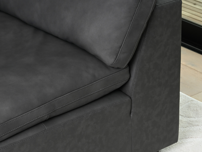 Luxe Gray Nubuck Leather Armless Chair