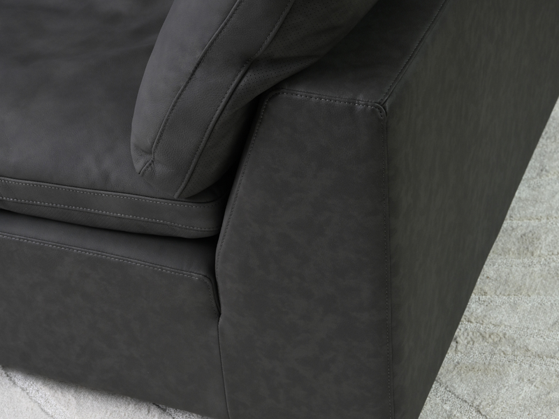 Luxe Gray Nubuck Leather 6-pc U-Shaped Sectional
