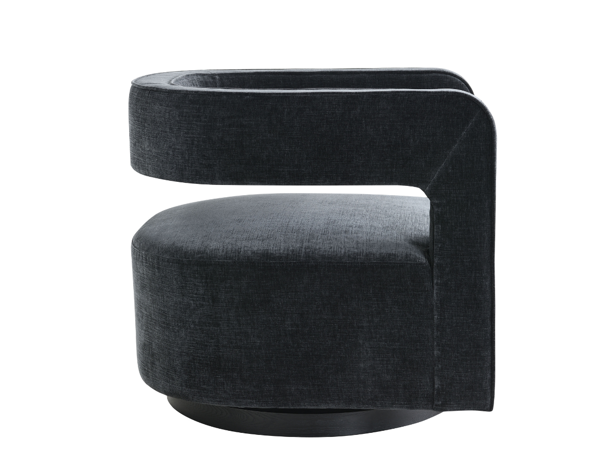 Lunar Stain-Resistant Fabric Swivel Chair - Black