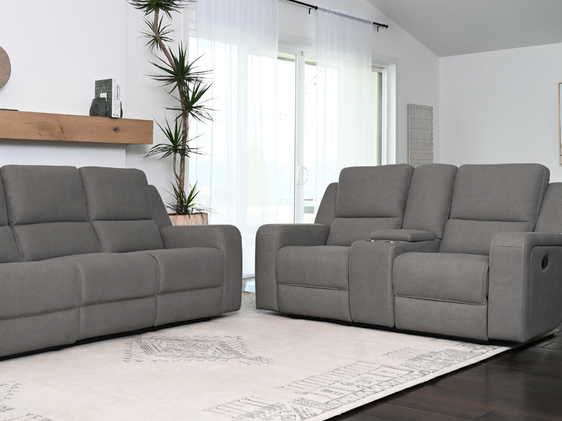 Margaret 2-pc Fabric Manual Reclining Sofa and Loveseat