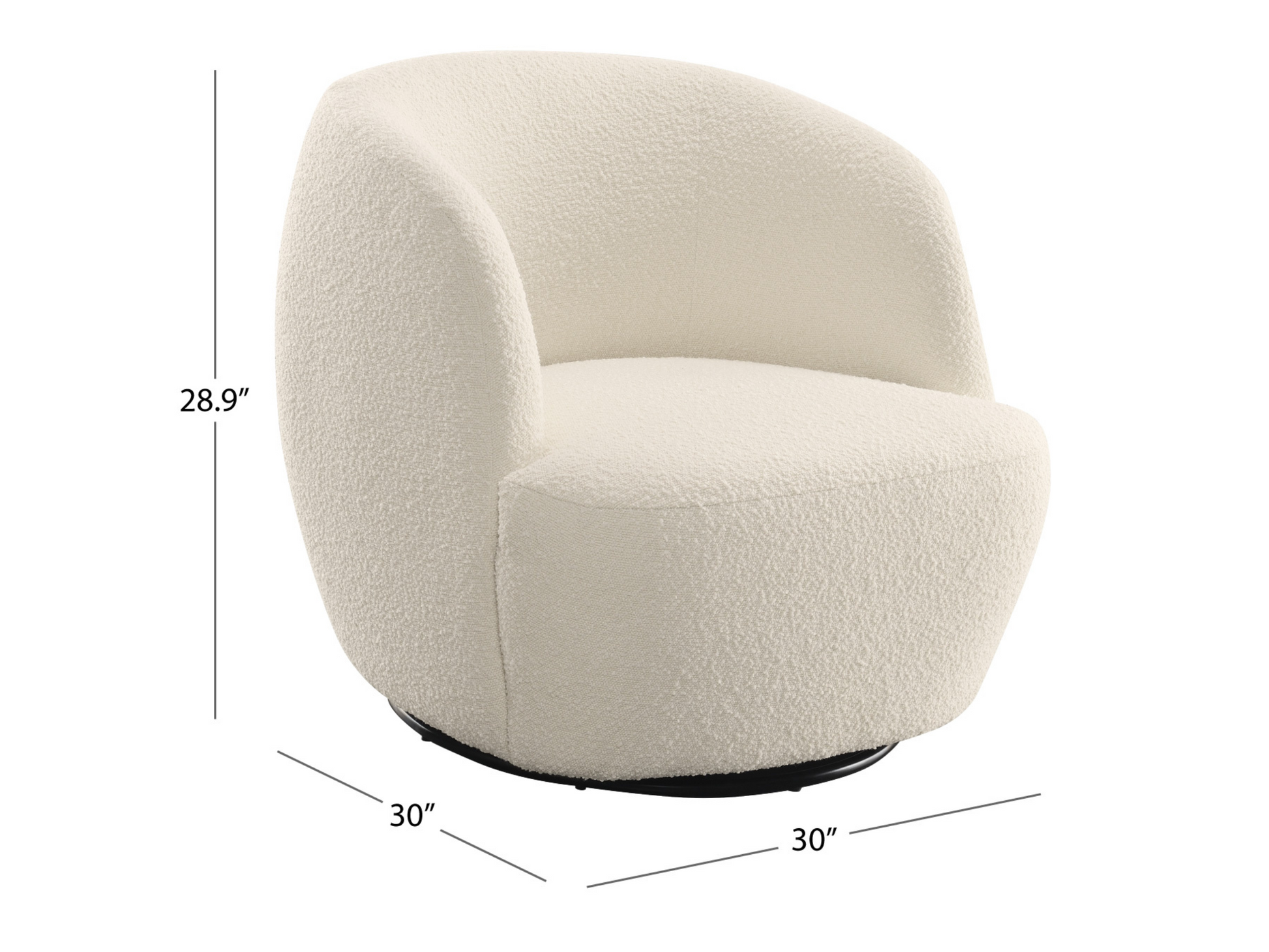 Blair Bouclé Swivel Chair - White