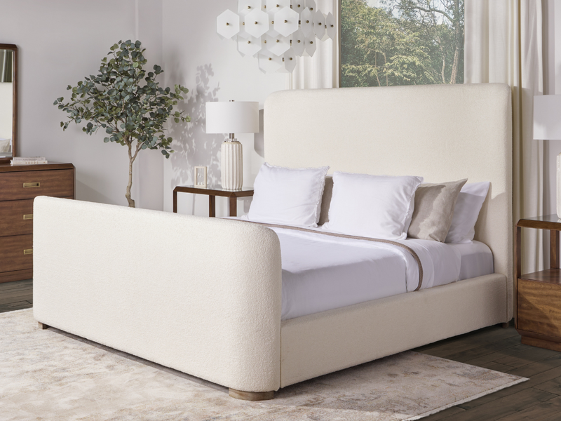 Luciano Bouclé Fabric Sleigh Bed