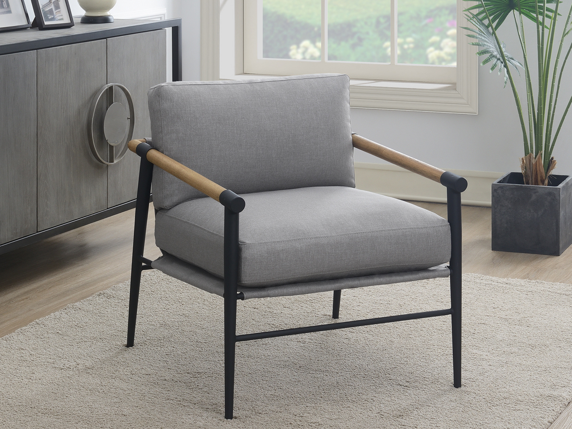 Parker Stain-Resistant Fabric Armchair Gray – - Main Image