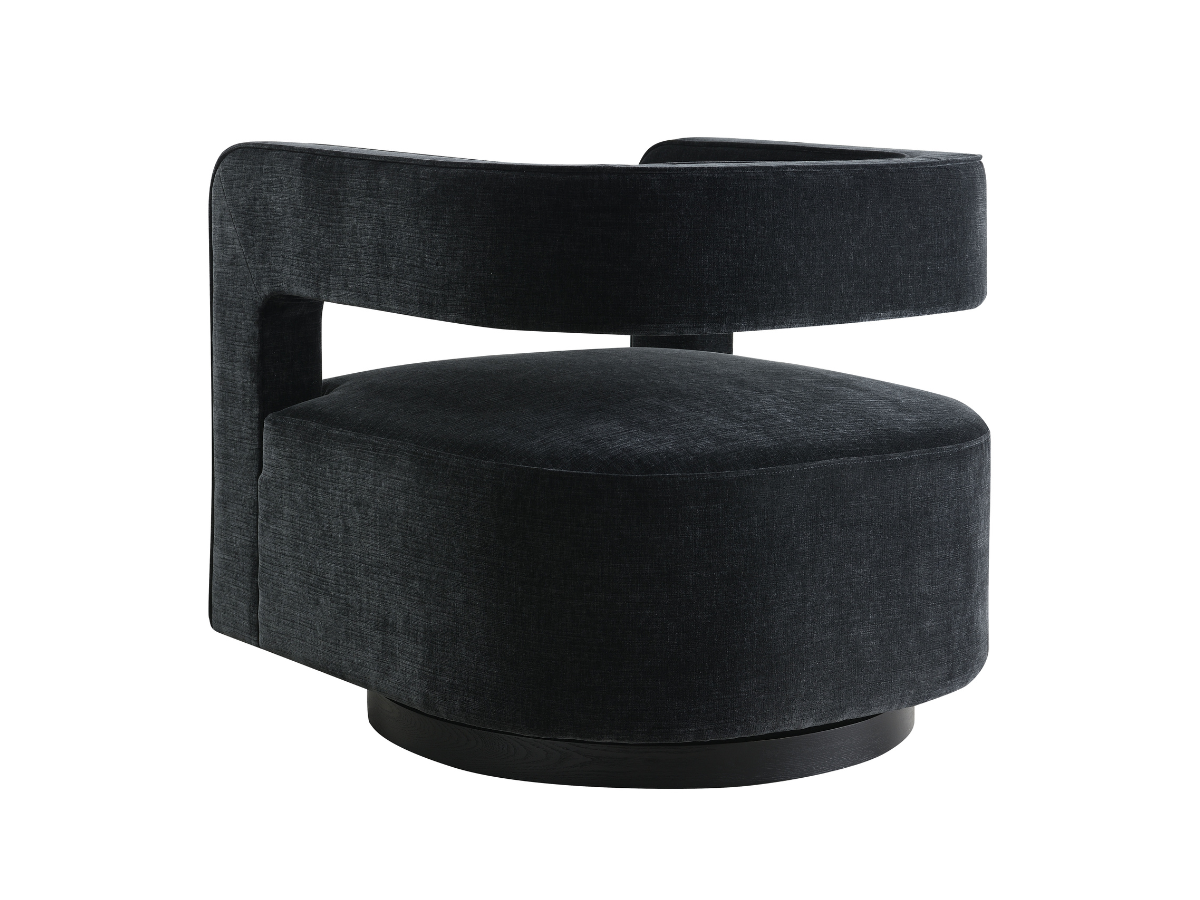 Lunar Stain-Resistant Fabric Swivel Chair - Black