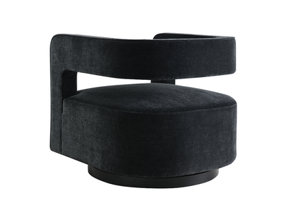Lunar Stain-Resistant Fabric Swivel Chair - Black