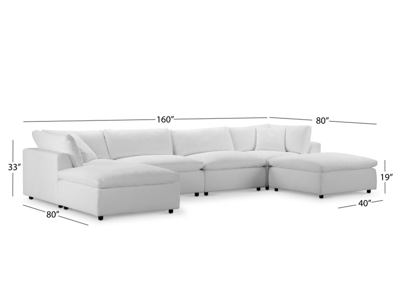 Luxe Feather and Down 6-pc U-Shaped Sectional Set