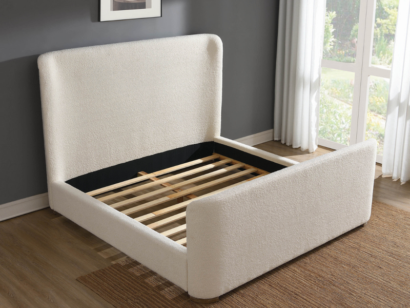 Luciano Bouclé Fabric Sleigh Bed