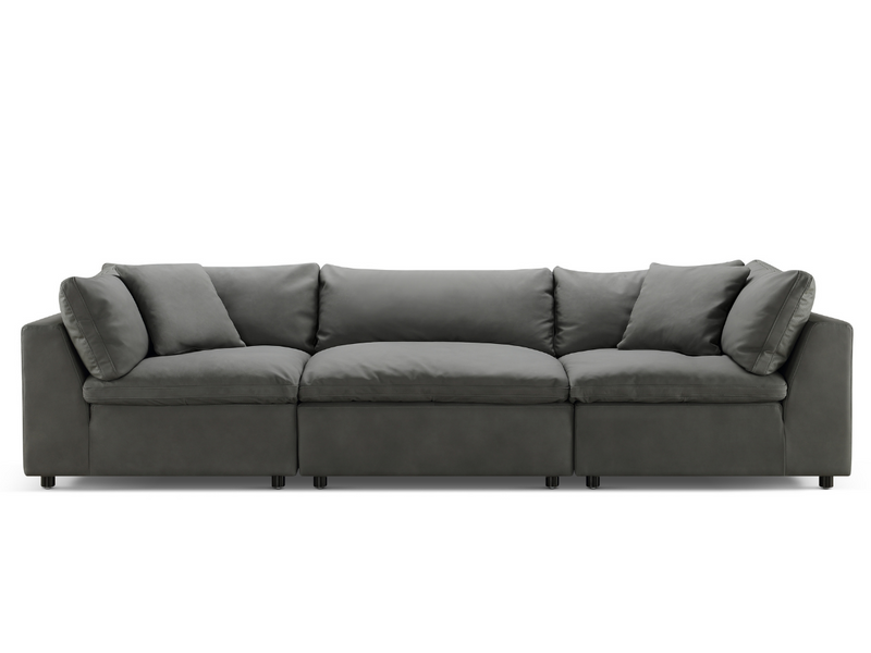 Luxe Gray Nubuck Leather 3-pc Sofa