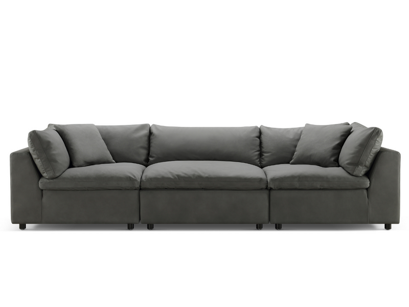 JoJo Fletcher Luxe Gray Nubuck Leather 3-pc Sofa