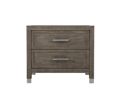 Bacara Modern Classic Wood Brushed 2 Drawer Nightstand - Gray