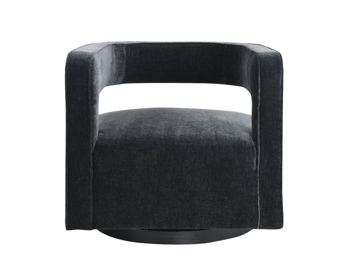 Lunar Stain-Resistant Fabric Swivel Chair - Black