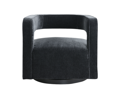 Lunar Stain-Resistant Fabric Swivel Chair - Black