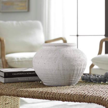 Abbyson Home Floreana Round White Vase