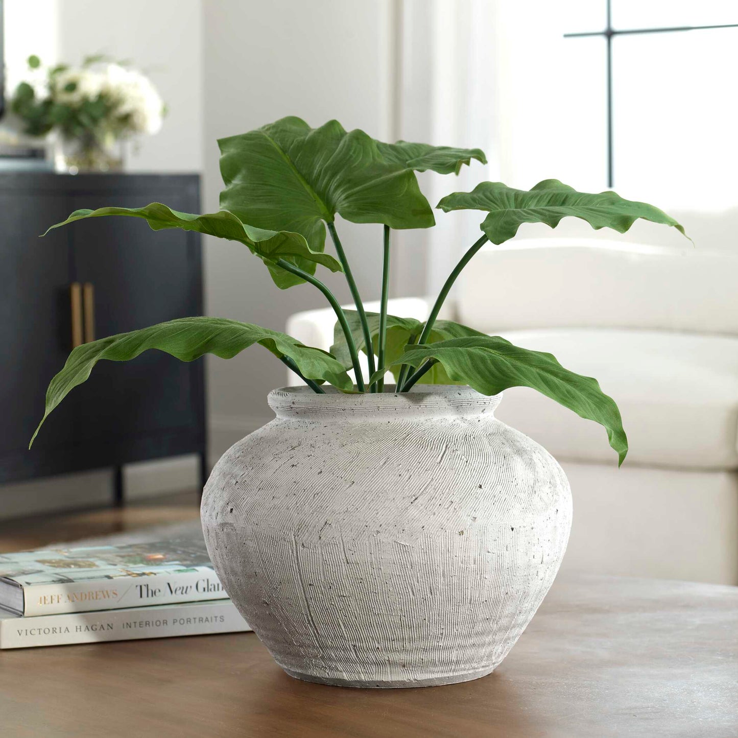 Abbyson Home Floreana Round White Vase