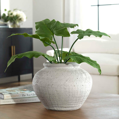 Abbyson Home Floreana Round White Vase