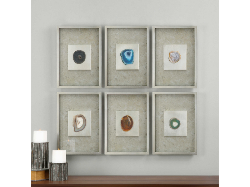 Abbyson Home Adored Stone Silver Wall Art, Set of 6