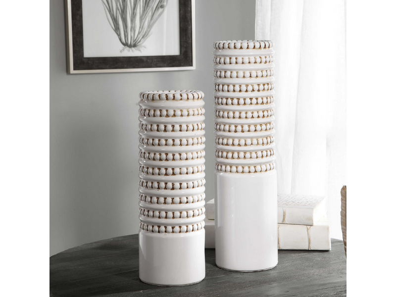 Abbyson Home Angelo White Vases, Set of 2