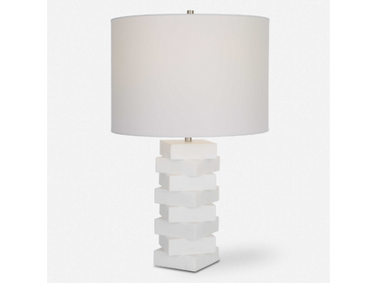 Abbyson Home Aria White Geometric Table Lamp