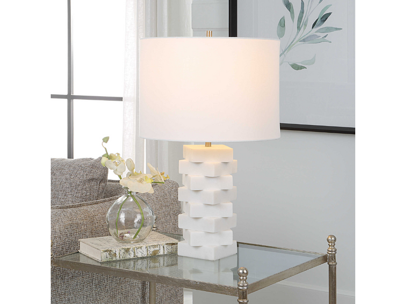 Abbyson Home Aria White Geometric Table Lamp
