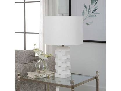 Abbyson Home Aria White Geometric Table Lamp