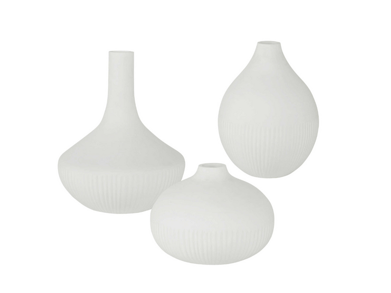 Abbyson Home Aurora Satin White Vases, Set of 3