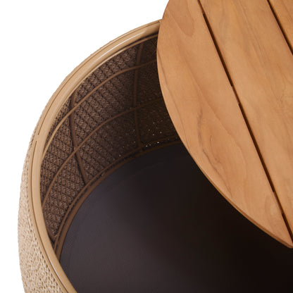 Bali Outdoor Teak and Rope Storage Coffee Table